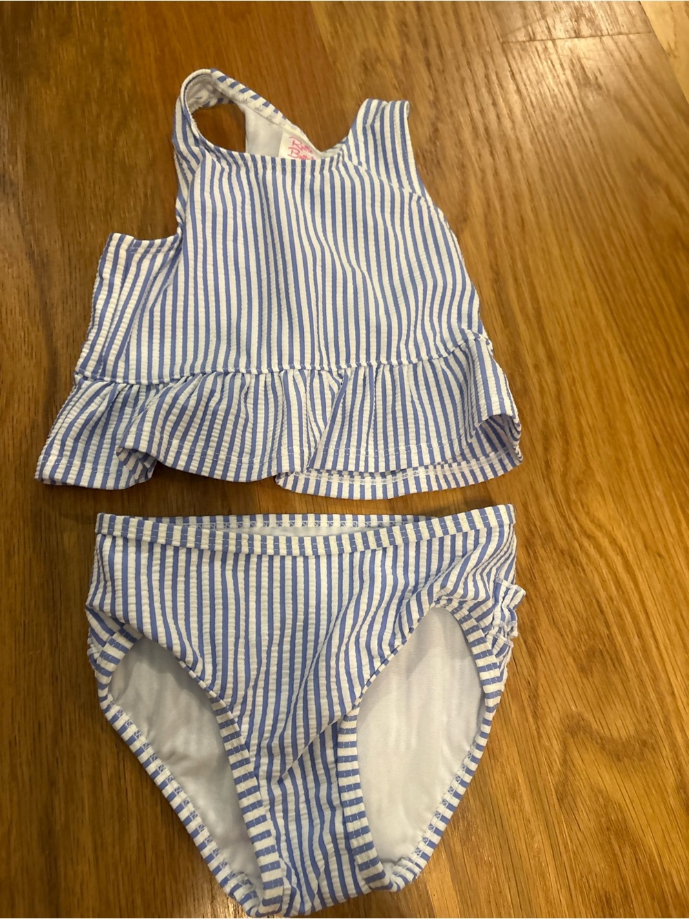 Ruffle Butts Blue & White Striped Girls Ruffle Tankini